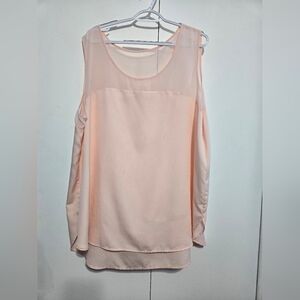 Cato Woman Sleeveless Blouse 26/28W Blush Pink Chiffon Layered Plus Size Top